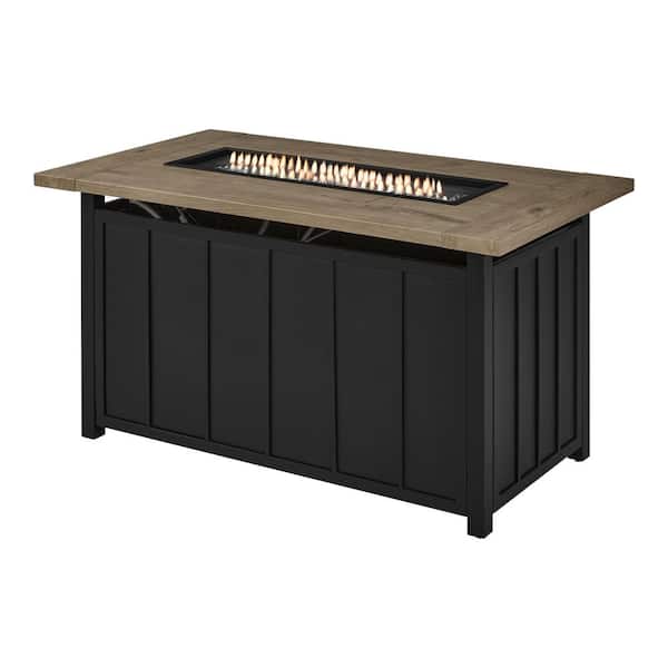 Wenmare 25.98 in. W 40000 Btu Brown Steel Propane Outdoor Fire Pit with Fire Glass