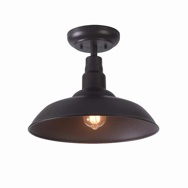 Bell Ridge 14 in. 1-Light Brown Semi-Flush Mount - 1008480620
