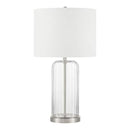 Waterton 23.88 in. 1-Light Brushed Nickel Indoor Table Lamp with Fabric Lamp Shade- 1009099056