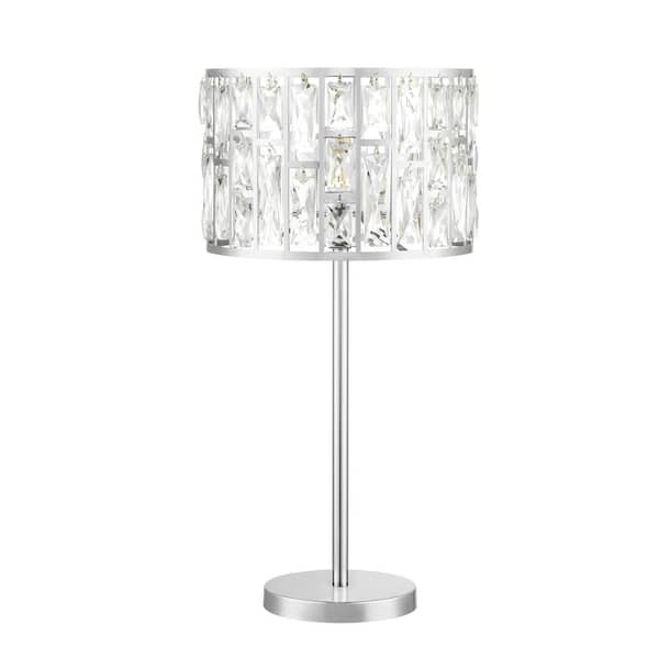 Kristella 24 in. Chrome Table Lamp with Crystal Shade- 1008848823