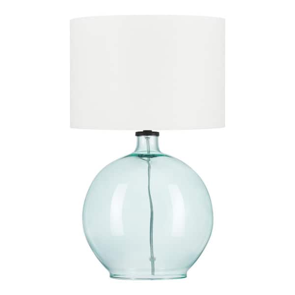 Windmere 21.5 in. Seagrass Green Glass Table Lamp with White Shade- 1008778620