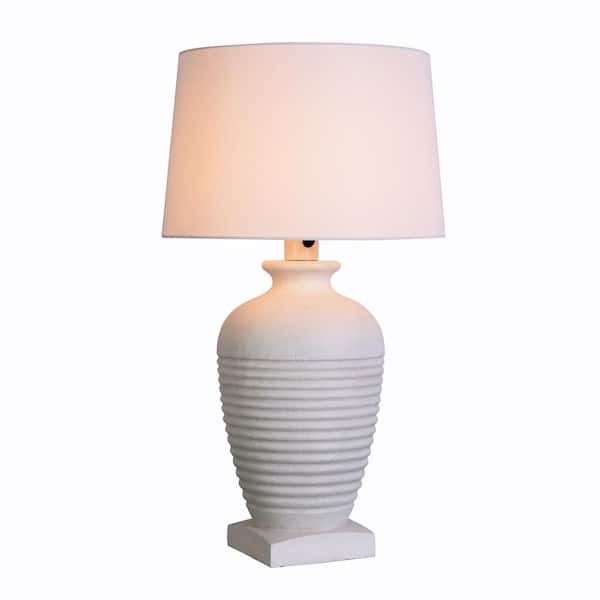 Parkwood 29.5 in. Cream Outdoor/Indoor Table Lamp with Off-White Fabric Shade- 1008257174