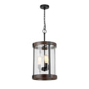 Collier 3-Light Matte Black and Darker Brown Outdoor Hanging Pendant Light with Clear Seeded Glass - 1008491102