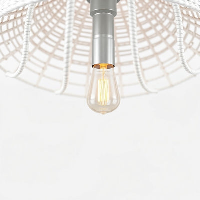 Hampton Bay HDP98944WH Lámpara Colgante Rattan Blanco 5 Luces — imagen 1