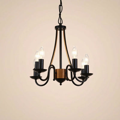 Home Decorators Collection HB3807-43 Lámpara Colgante Negra Mate 4 Luces con Madera Ébano — imagen 1