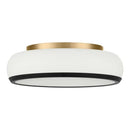 Peek 13 in. 2-Light Gold Flush Mount with Matte White and Matte Black Metal Shade - 1008980400