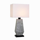 Marsell 27.5 in. Gray Faux Concrete Finish Outdoor/Indoor Table Lamp with Off-White Fabric Shade- 1008257123
