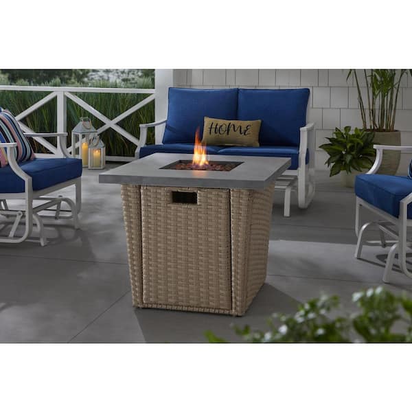 Haymont 30 in. W 40000 Btu Gray Steel Propane Outdoor Fire Pit Table with Lava Rocks