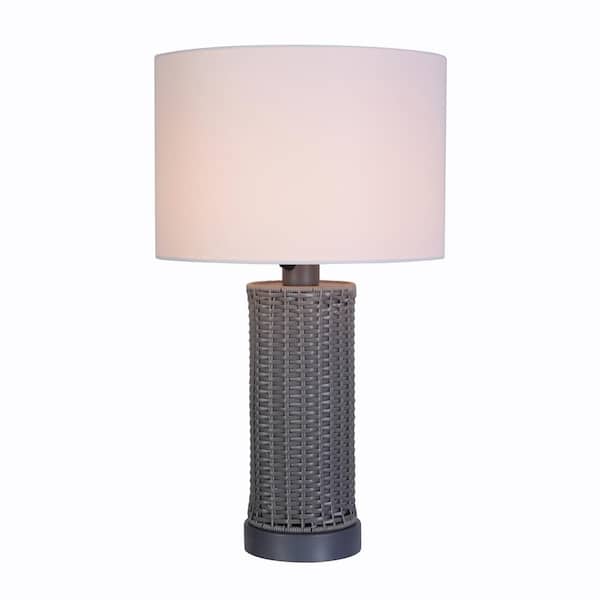 Maplebrook 27.5 in. Gray Outdoor/Indoor Round Table Lamp- 1008380595