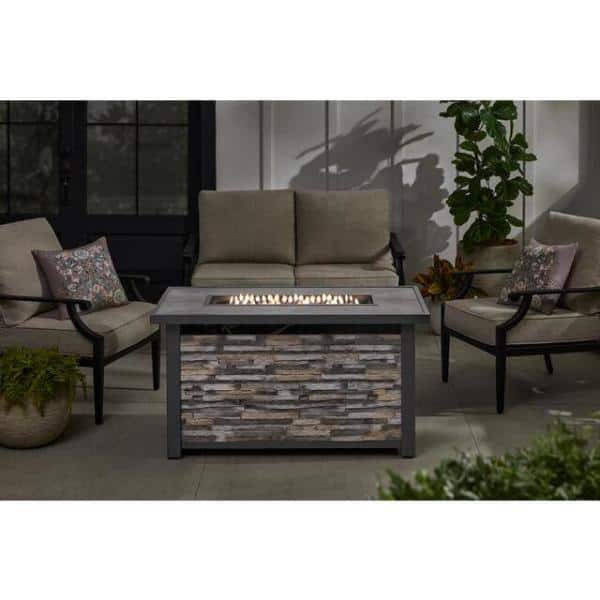 Picanto 25.98 in. W 40000  Btu Gray Steel Propane Outdoor Fire Pit with Fire Glass