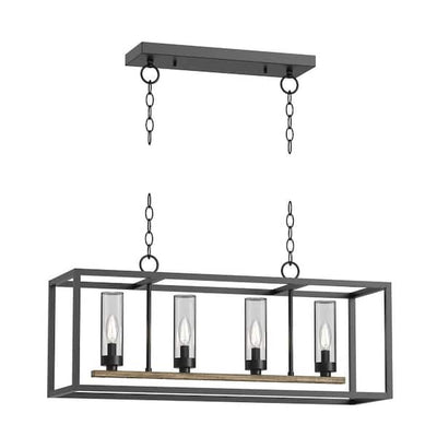 Hampton Bay KTC1704AX-02 Lámpara Colgante Exterior Collier 4 Luces Madera Gris | MiOfertas