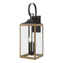 Havenridge 27.8 in. 3-Light Gray Wood Hardwired Outdoor Wall Lantern Sconce with Clear Glass (1-Pack) - 1007316269