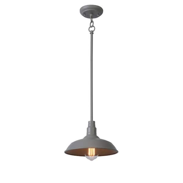 Bell Ridge 10 in. 1-Light Outdoor Grey Mini Pendant - 1008480683