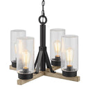 Collier 4-Light Matte Black Outdoor Chandelier with Clear Seeded Glass Shade - 1007316120