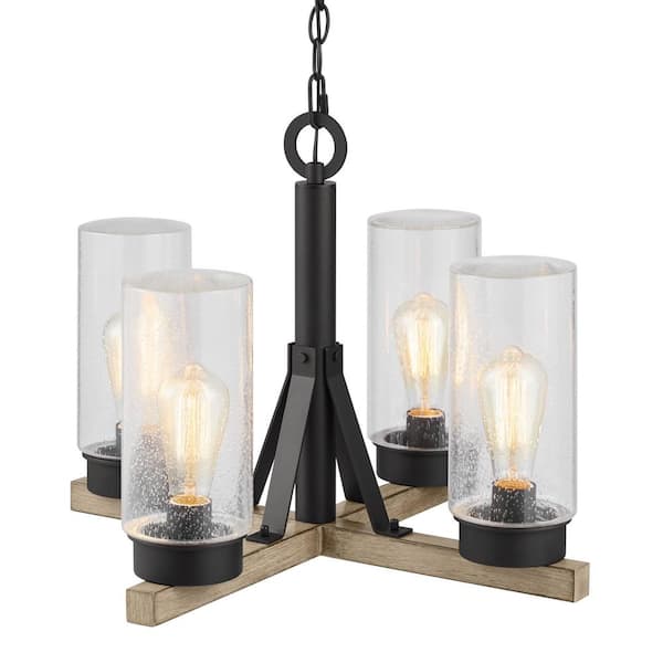 Hampton Bay KTA1704AX-02 Lámpara Colgante Exterior Negra Mate 4 Luces | MiOfertas