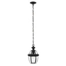 Highstone 1-Light Matte Black Hardwired Medium Outdoor Coach Hanging Pendant Light with Clear Glass - 1007259974