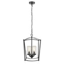 Tercero 4-Light Matte Black Outdoor Foyer Pendant Light with Textured Glass Shades - 1007259944