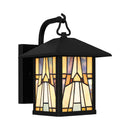 Labelle Park 1-Light Medium Matte Black Outdoor Wall Sconce with Tiffany Glass Shade - 1008560904