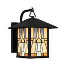 Labelle Park 1-Light Matte Black Outdoor Wall Sconce with Tiffany Glass Shade - 1008560821
