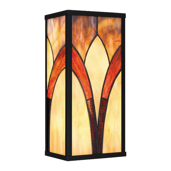 Home Decorators Collection HD7839F Lámpara de Pared Exterior Negra Mate con Pantalla Tiffany | MiOfertas