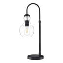 Bakerston 23 .5 in. Matte Black Table Lamp with Clear Glass Shade- 1008079999