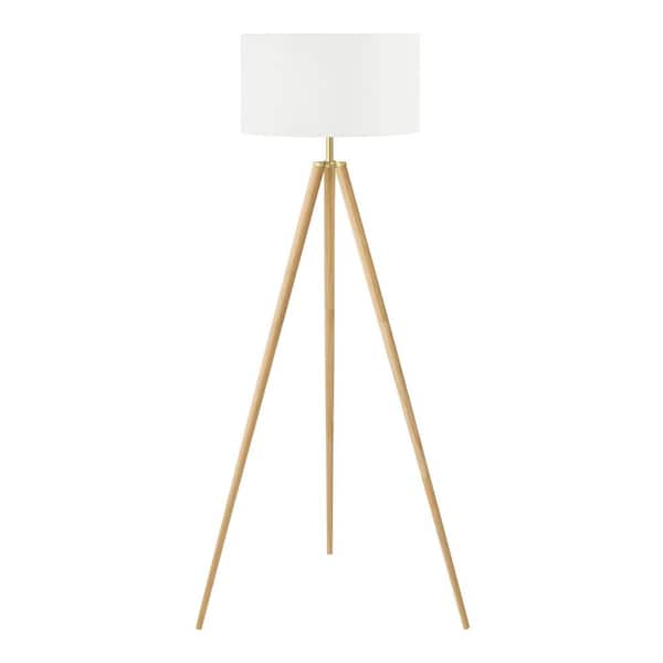 Drakewood 60.5 in. Natural Wood Tripod Floor Lamp- 1008718402