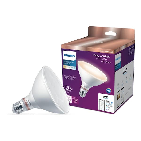 120-Watt Equivalent PAR38 LED Smart Wi-Fi Tunable White Light Bulb powered by WiZ with Bluetooth (1-Pack) - 1005554561
