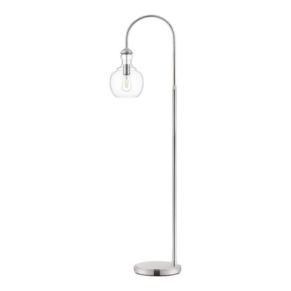 Bakerston 60 in. Polished Nickel Arc Floor Lamp with Clear Glass Shade- 1008088628