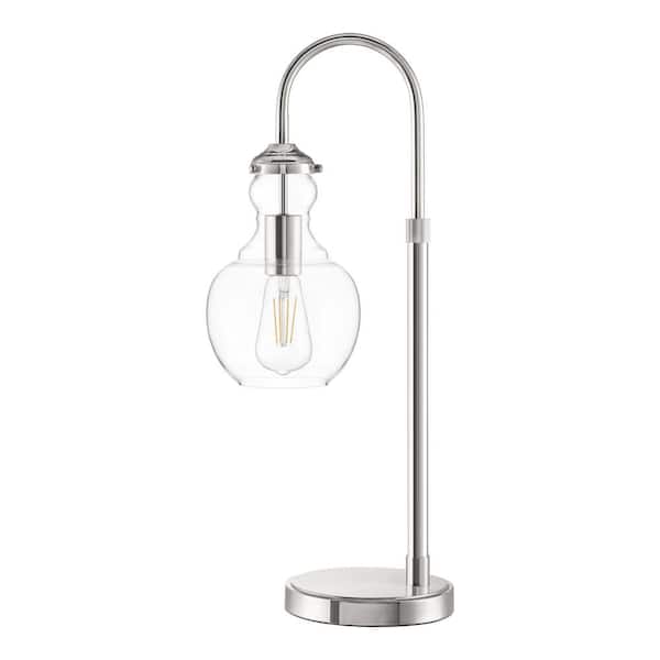 Bakerston 23.5 in. Polished Nickel Table Lamp with Clear Glass Shade- 1008082550