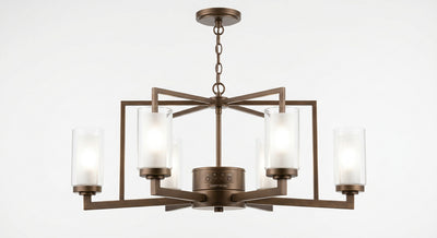 Hampton Bay KH-001L Lámpara Candelabro Dorado Winfield 6 Luces Jaula Geométrica | MiOfertas