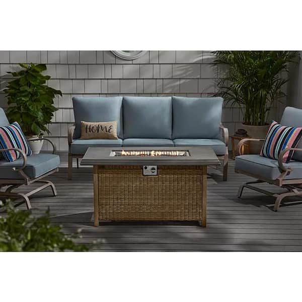 Anaheim 49 in. W 50000 Btu Tan Aluminum Propane Outdoor Fire Pit with Fire Glass