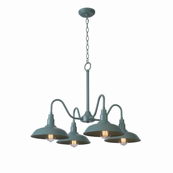 Bell Ridge 30 in. 4-Light Teal Outdoor Chandelier - 1008480551