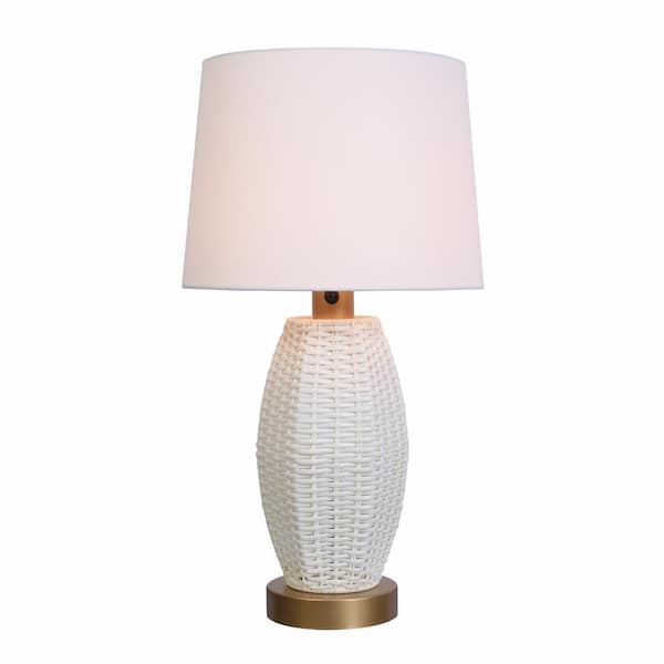 Chaleston 28 in. Outdoor/Indoor White and Gold Table Lamp- 1008380604 | HDP06568WHGLD | MiOfertas