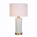 Maplebrook 27. 5 in. White and Gold Outdoor/Indoor Round Table Lamp- 1008380913