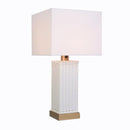 Edgehill 27. 25 in. White and Gold Outdoor/Indoor Square Table Lamp- 1008380872