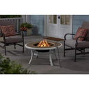 Whitfield 38 in. Round White Steel Wood-Look Tile Top Wood Burning Fire Pit