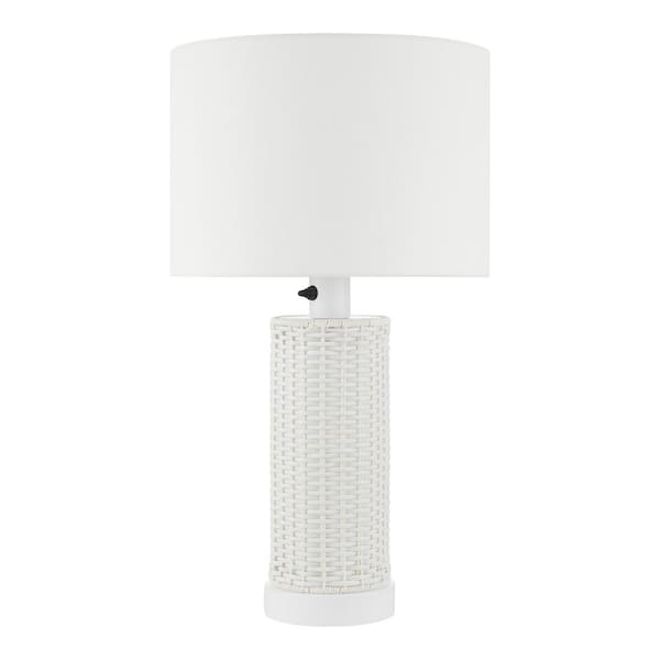 Maplebrook 27. 5 in. White Outdoor/Indoor Round Table Lamp- 1008380856