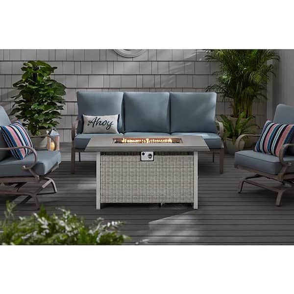 Anaheim 49 in. W 50000 Btu White Aluminum Propane Outdoor Fire Pit with Fire Glass