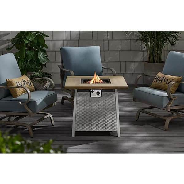 Tucson 30 in. W 50000 Btu White Steel Propane Outdoor Fire Pit with Lava Rocks